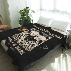 Till Death Do Us Part Skeleton Personalized Couple Blanket