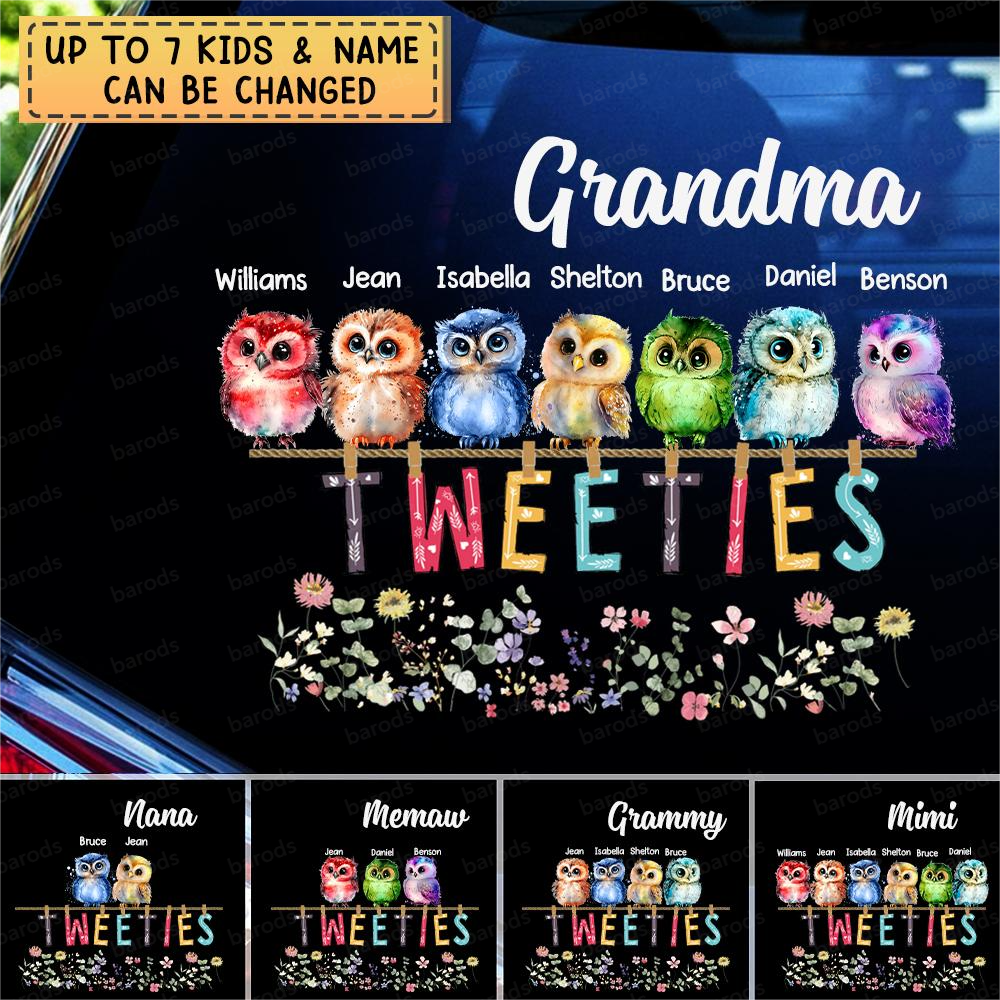 Personalized Grandma's Tweeties, Cute Little Birds Gift For Grandparents Decal