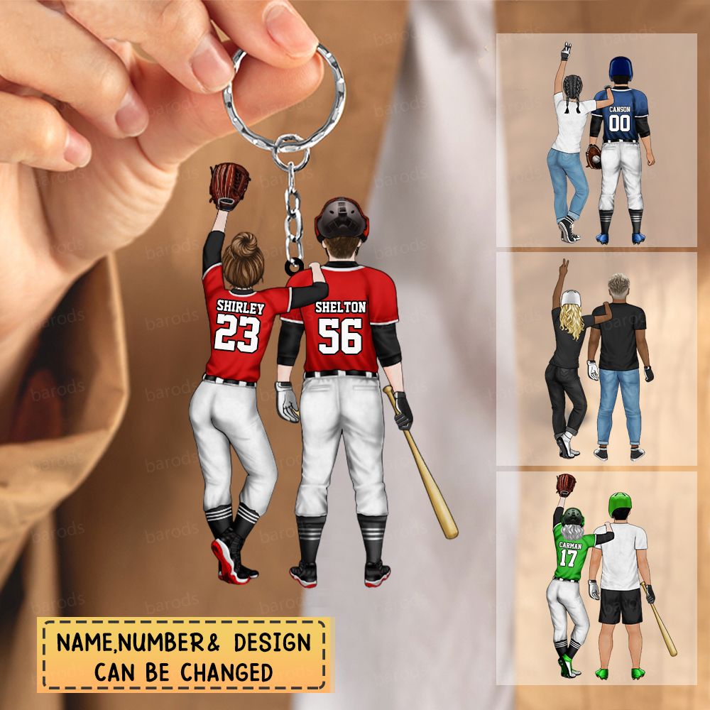 Personalized gift for Baseball lover Acrylic Keychain-Baseball Couple