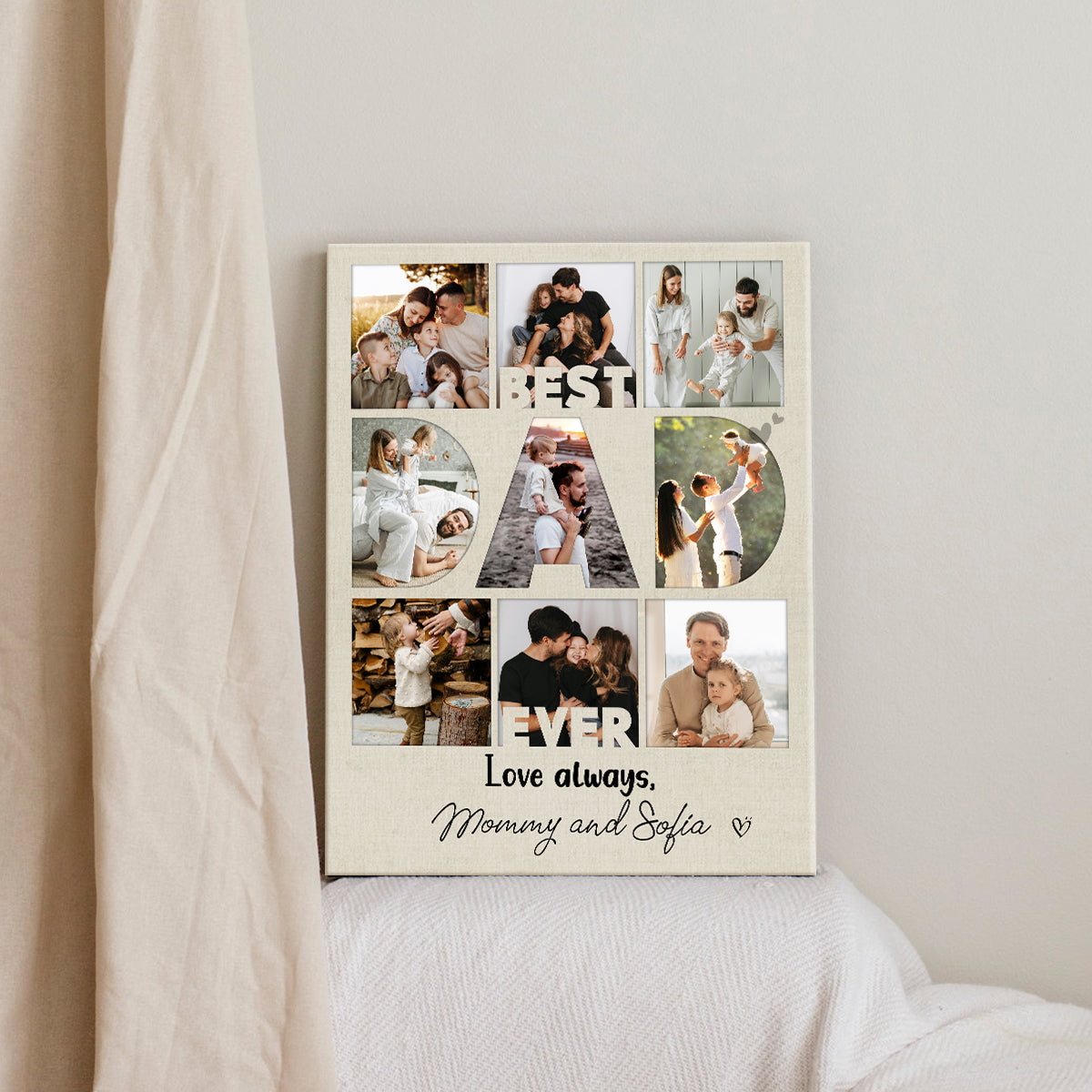 Personalized Best Dad Ever Collage Canvas Poster, Gift For Dad On Father's Day