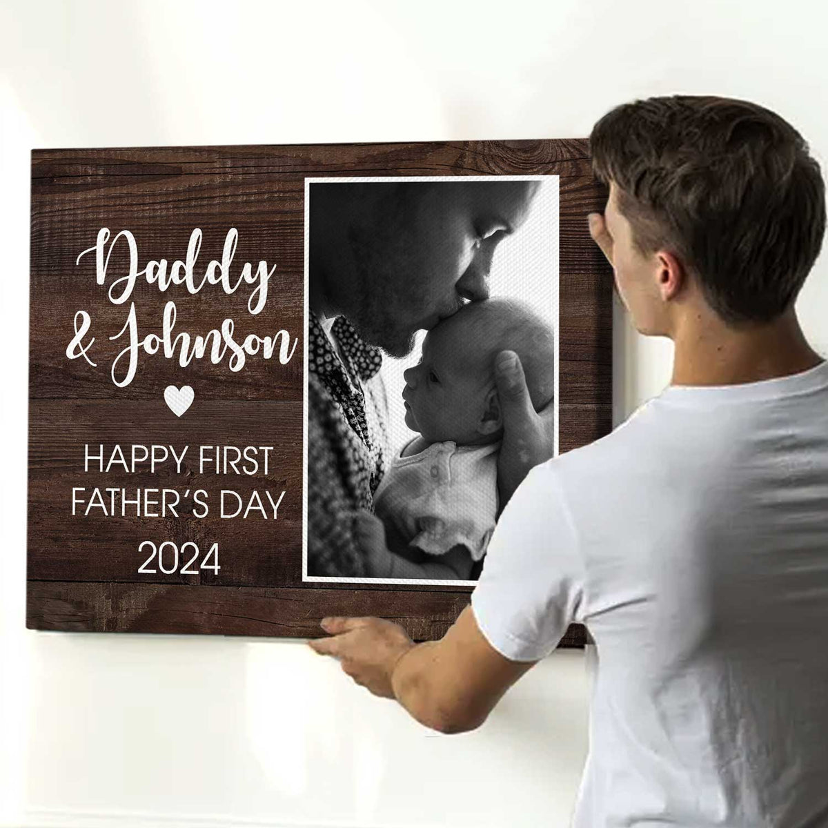 Personalized First Father’s Day Canvas Poster, Custom Photo Gift, New Dad Gifts