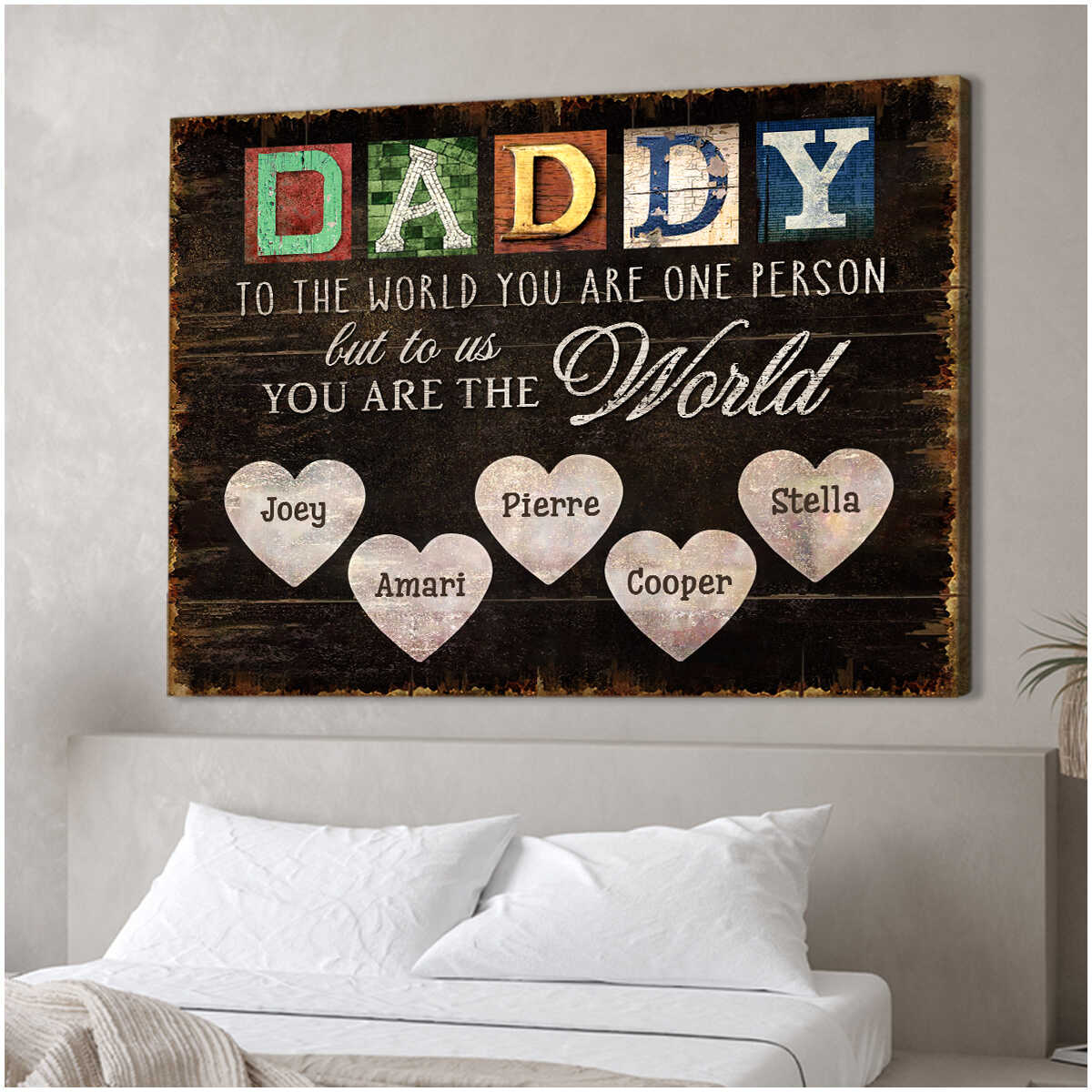 You Are The World – Custom Title & Name Canvas Print For Dad and Grandpa