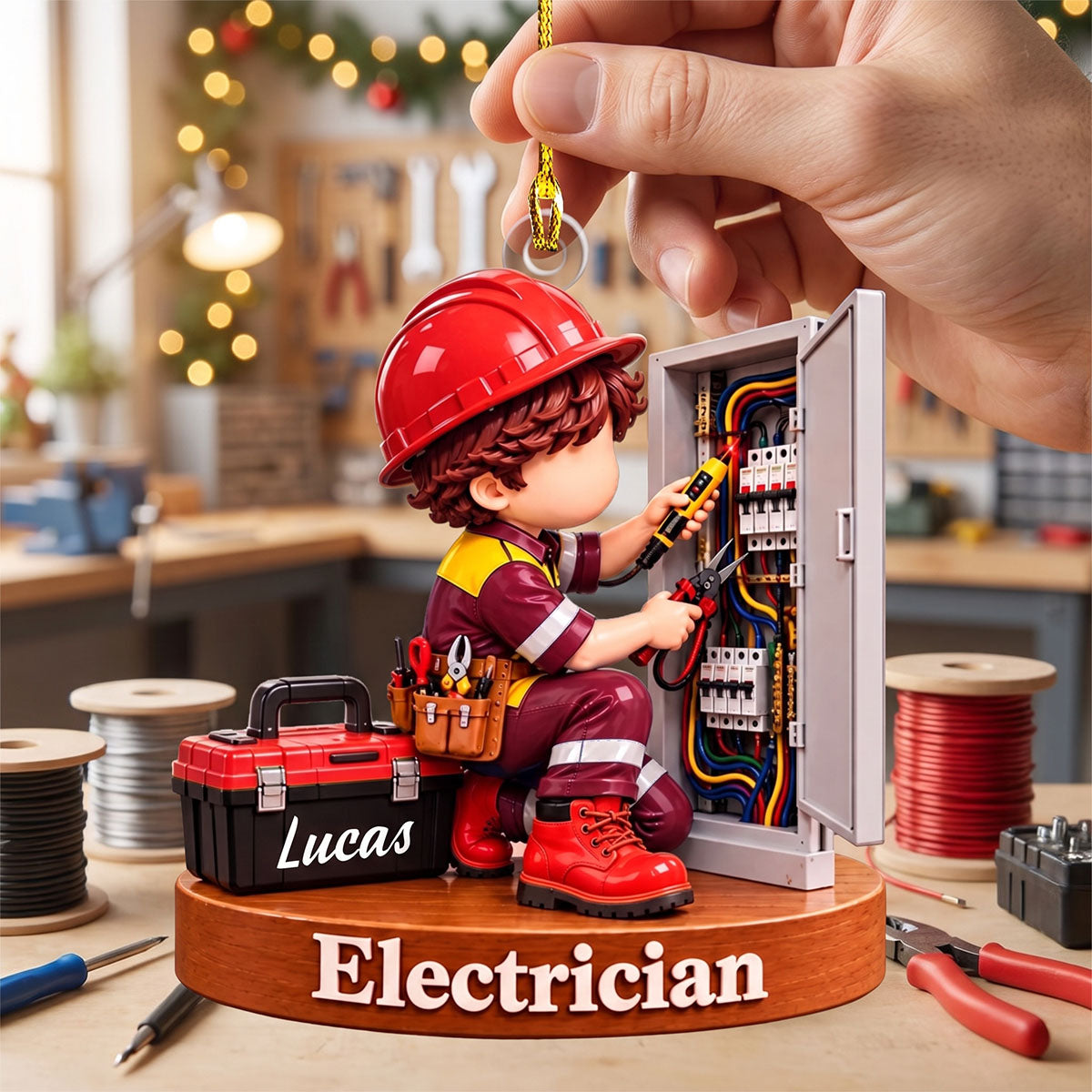 Personalized Electrician Christmas Ornament – Custom Name Acrylic Keepsake | Gift For Electricians & Apprentices