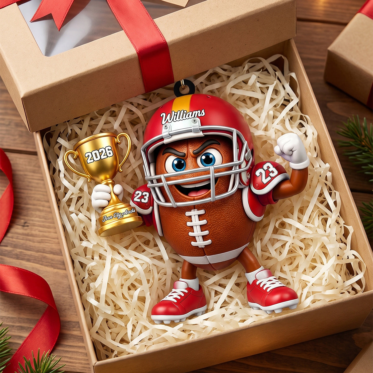 Personalized Cute American Football Mascot Acrylic Hanging Ornament | Unique Gift For Football Fans