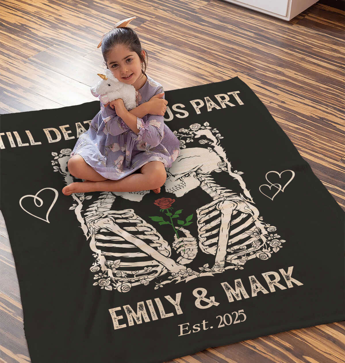 Till Death Do Us Part Skeleton Personalized Couple Blanket
