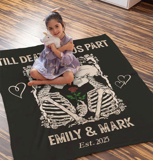 Till Death Do Us Part Skeleton Personalized Couple Blanket