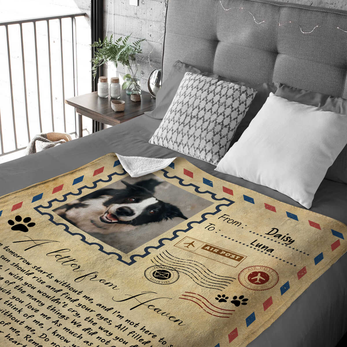 Loss Of Dog Gift, Pet Memorial Blanket, Personalized Letter From The Heaven Blanket