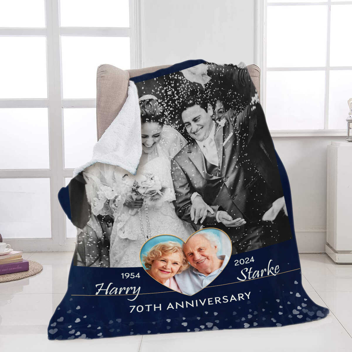To Grow Old Together Personalized Anniversary Blanket Gifts for Couple