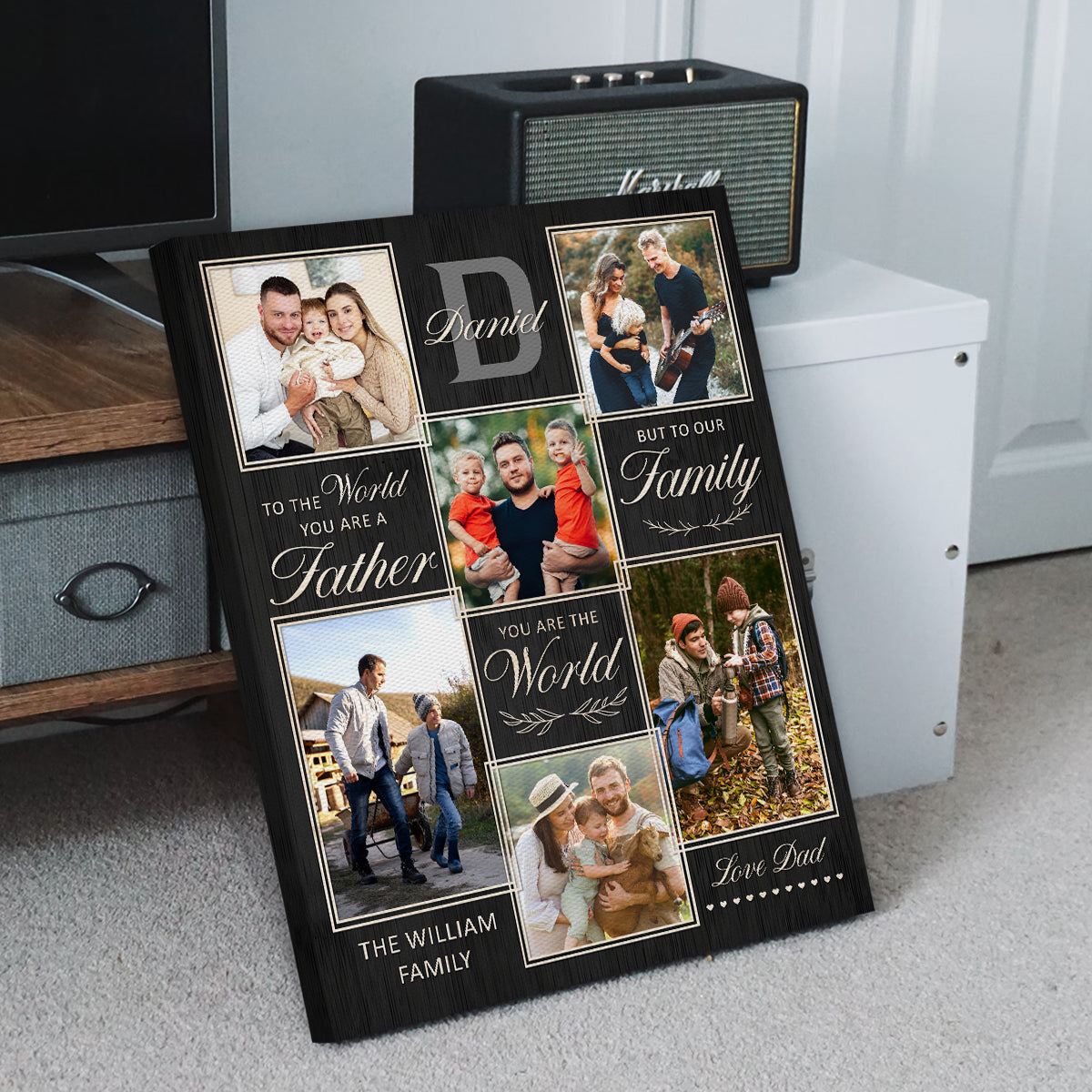 Personalized Father Photo Collage Canvas, Custom Family Photo Gift, Meaningful Father’s Day Gift, Best Dad Ever Keepsake