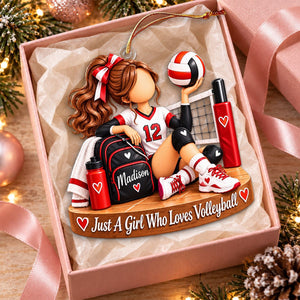 Just a Girl Who Loves Volleyball - Personalized Volleyball Player Ornament,Christmas Gift for Teen Girl