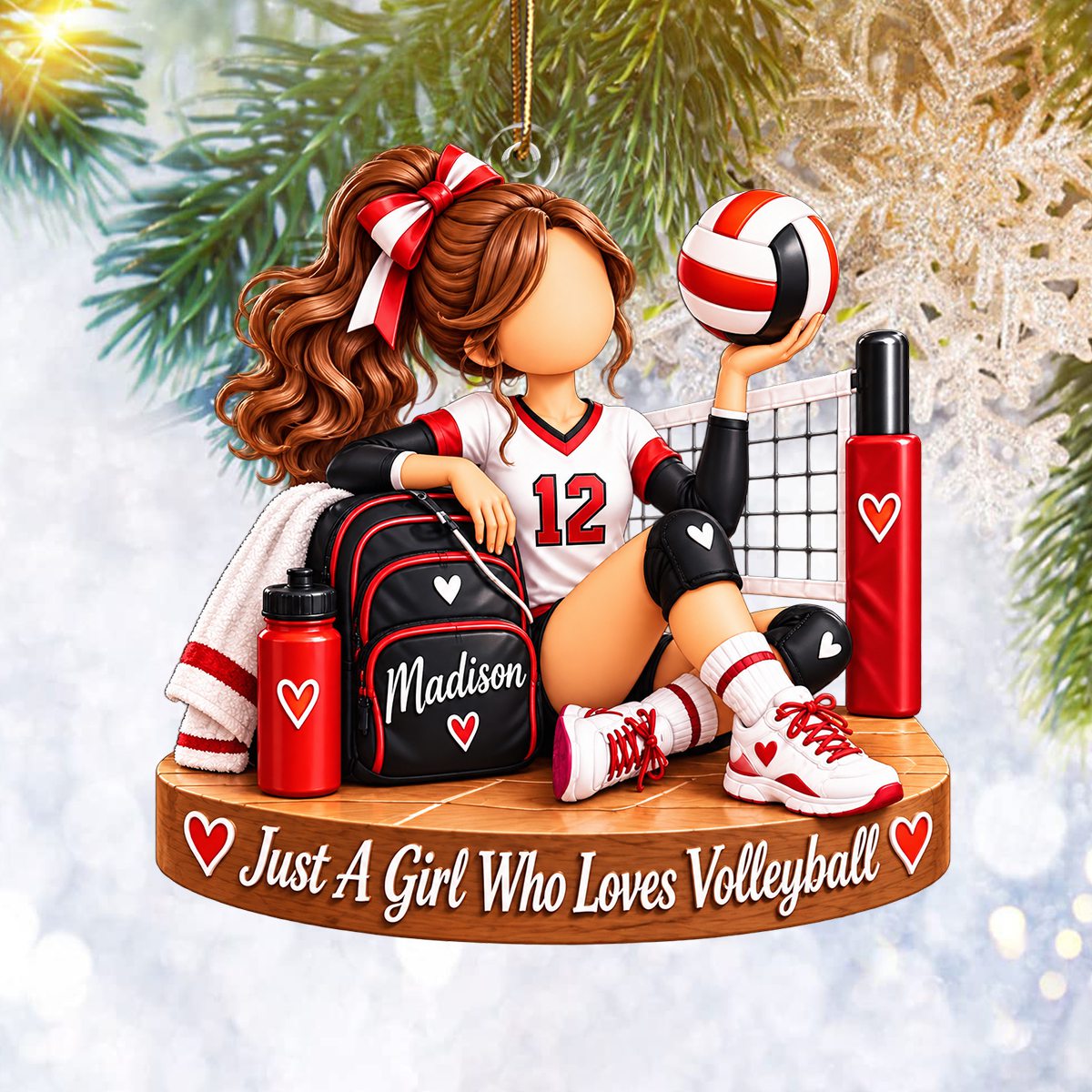 Just a Girl Who Loves Volleyball - Personalized Volleyball Player Ornament,Christmas Gift for Teen Girl