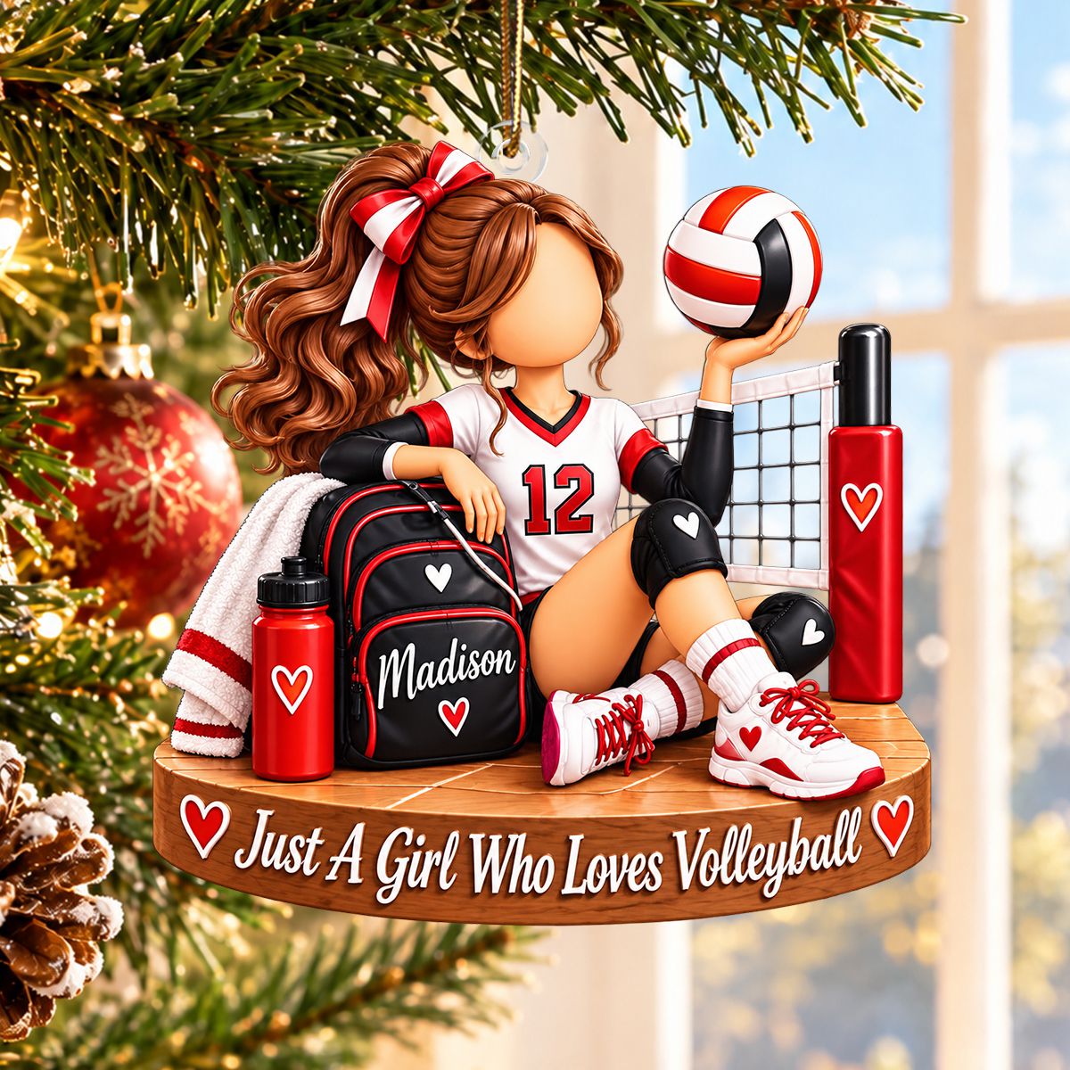 Just a Girl Who Loves Volleyball - Personalized Volleyball Player Ornament,Christmas Gift for Teen Girl