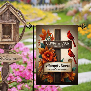 Cardinals Memorial Gifts Always Loved Never Forgotten Personalized Garden Flag