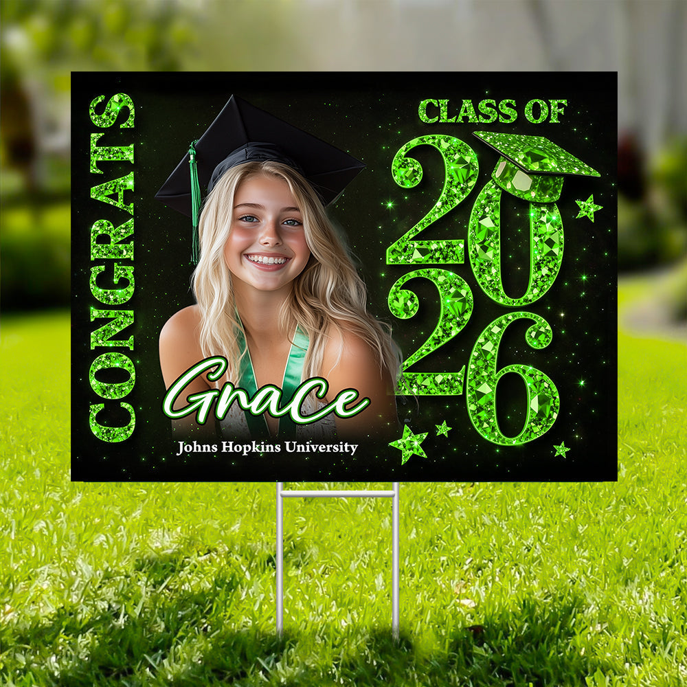 Congrats Senior 2026 Lawn Sign, Graduation Gift - Personalized Graduation Yarn Sign