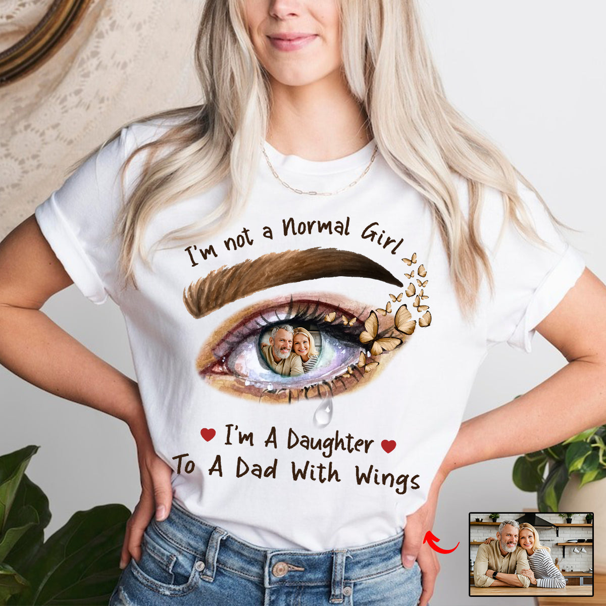 A Daughter To A Dad With Wings Personalized Memorial Pure Cotton T-shirt