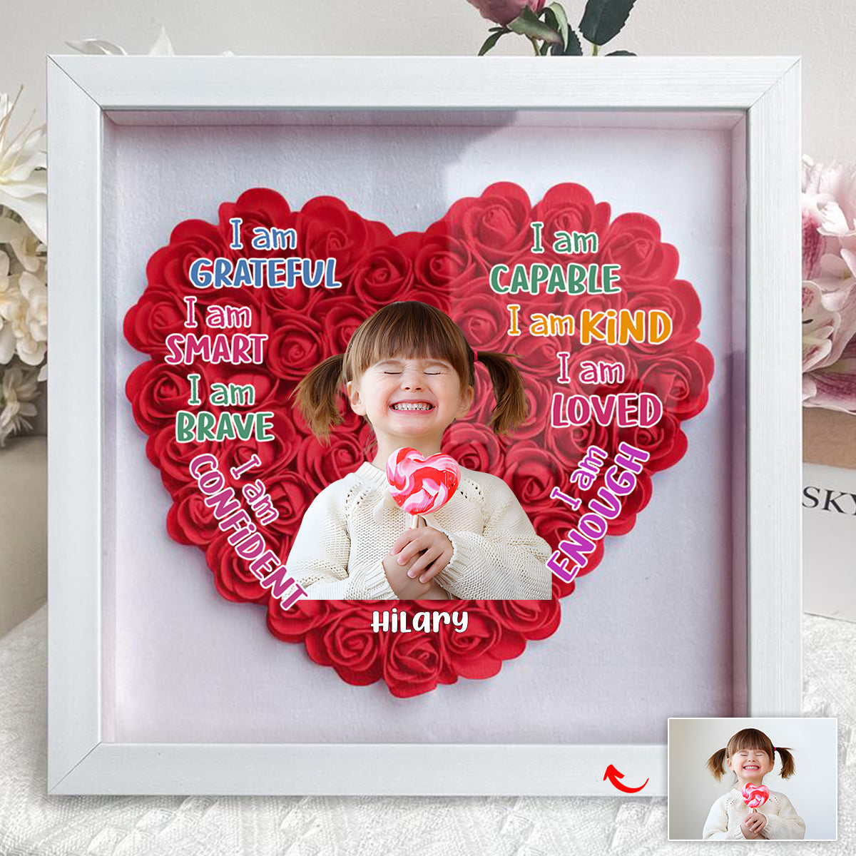 Personalized God Says I Am Kid Flower Shadow Box