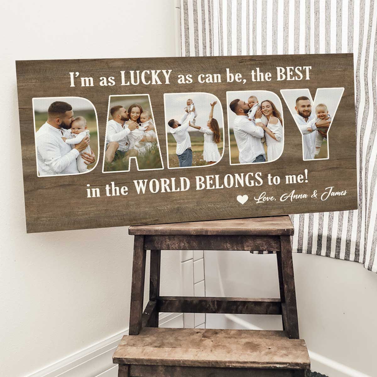 Personalized First Father’s Day Gift From Baby,Custom Daddy Photo Canvas Poster