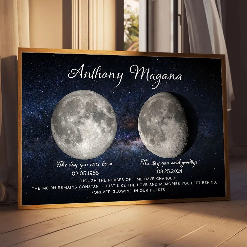 Lost Loved One Moon Phase Art Memorial Sympathy Gift Personalized Poster