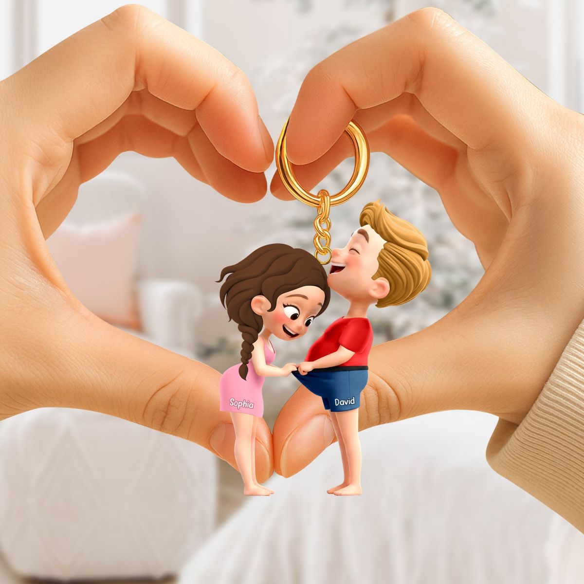 Cheeky Couple Keychain - Personalized Gifts For Couple