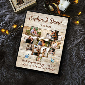 Custom Heart Photo Collage Canvas Print, Anniversary Collage Gift for Boyfriend, Girlfriend, Personalized Wedding Photo Gift