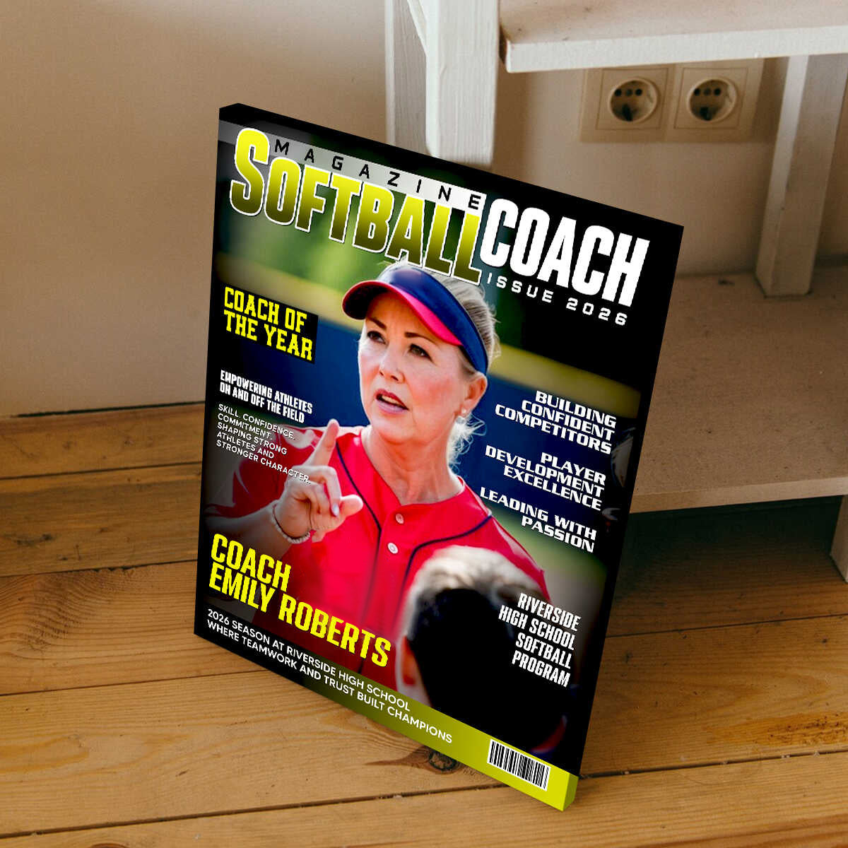 Softball Coach Magazine Cover Canvas, Personalized Coach Appreciation Gift, Thank You Softball Coach Wall Art, End Of Season Coach Keepsake