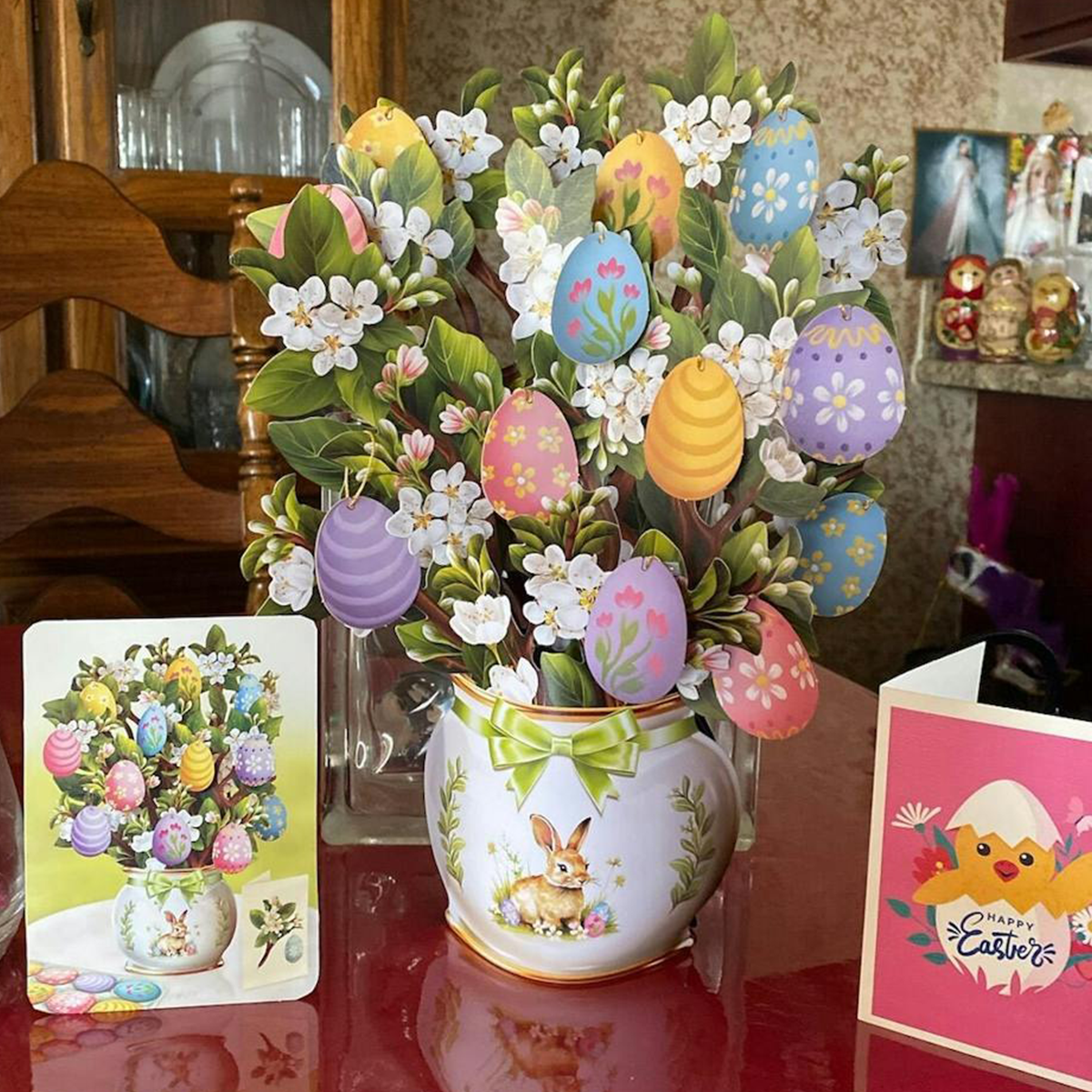 Easter Egg Tree,Bunny Pop up Easter Egg Tree Blessing Card