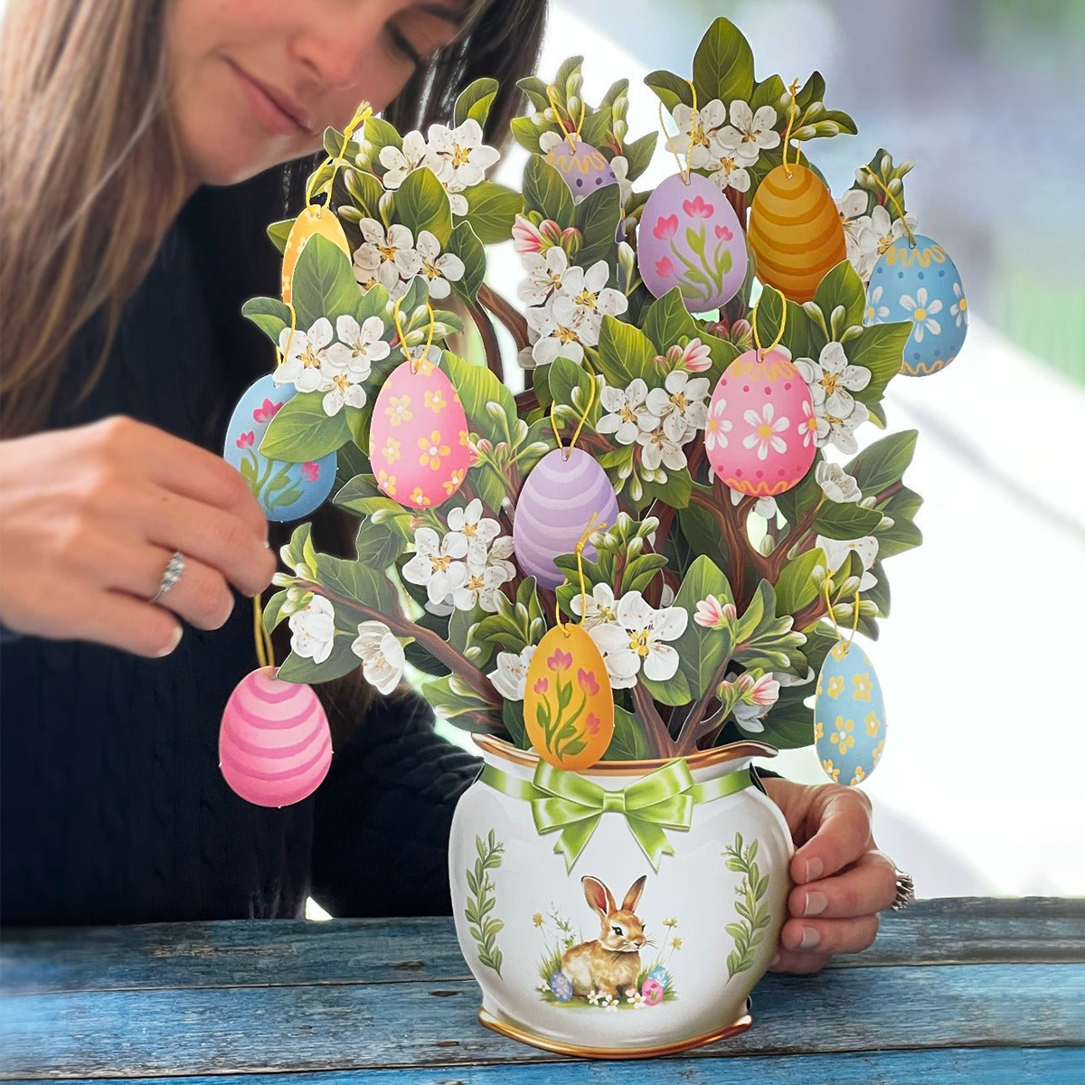 Easter Egg Tree,Bunny Pop up Easter Egg Tree Blessing Card