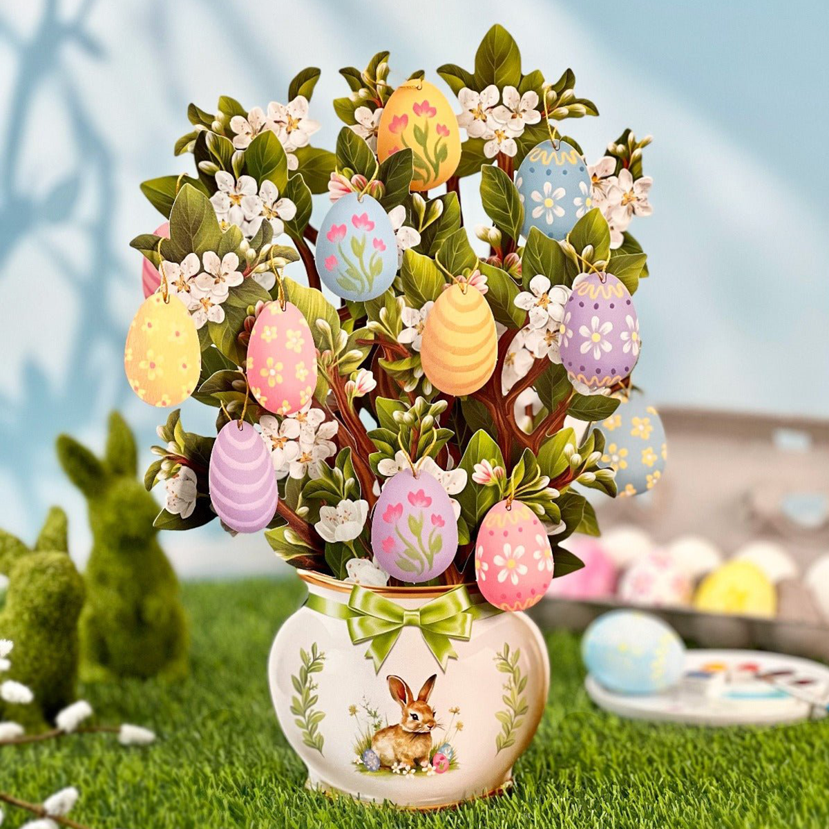 Easter Egg Tree,Bunny Pop up Easter Egg Tree Blessing Card