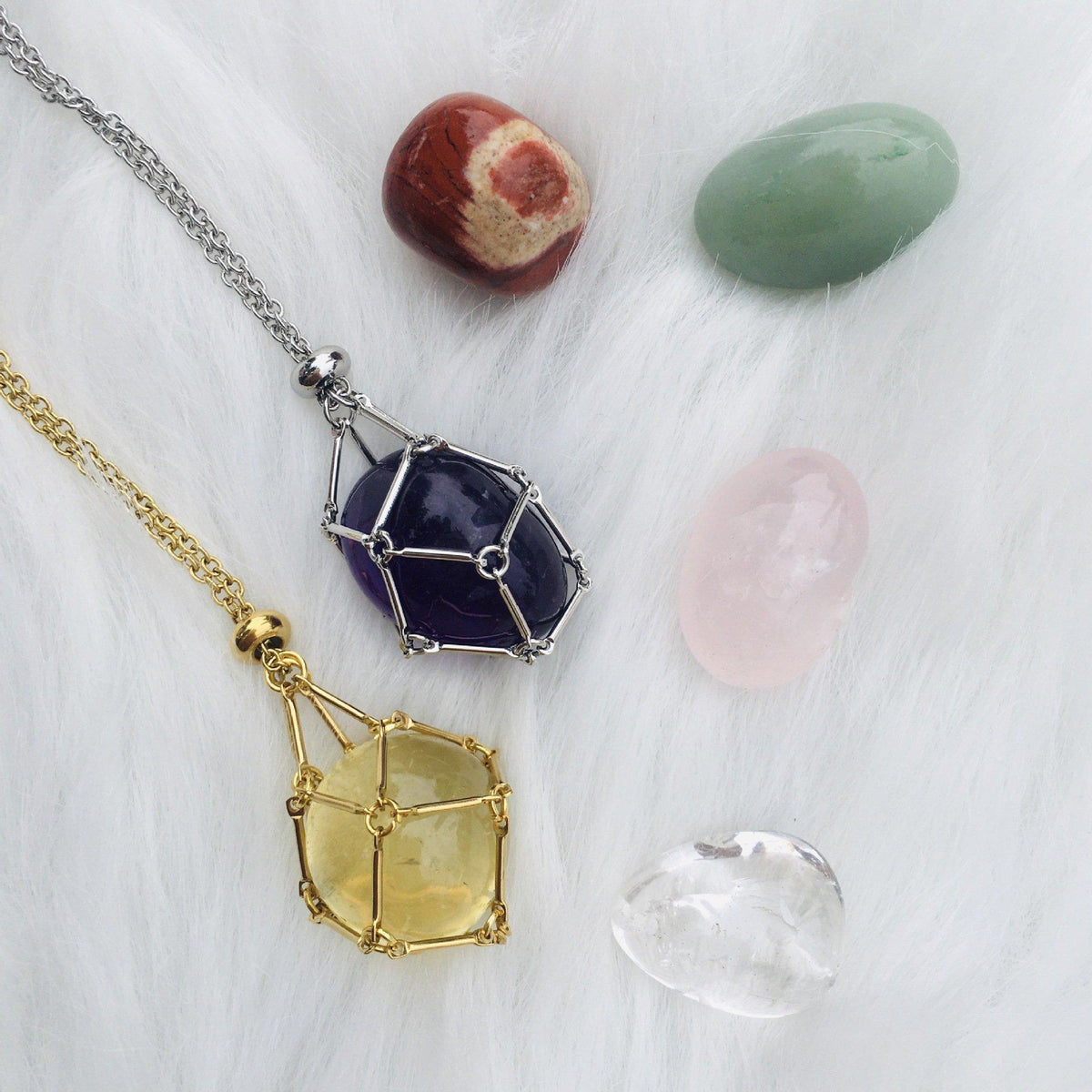 Crystal Gemstone Holder Necklace