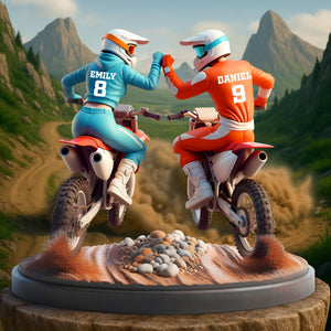 "Ride Together, Stay Together" - Personalized Dirt Bike Couple Acrylic Plaque - Custom Gifts for Moto-Loving Couples