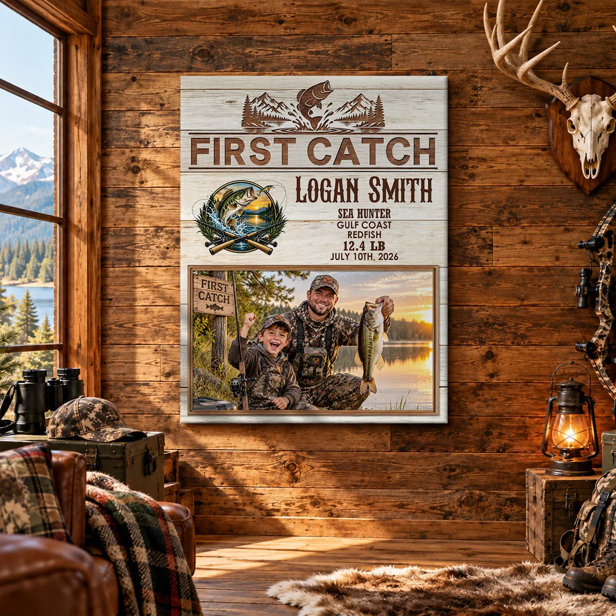 Personalized First Catch Canvas, Custom Fishing Photo Gift, First Catch Keepsake, Fishing Gift, Gift For First-Time Anglers