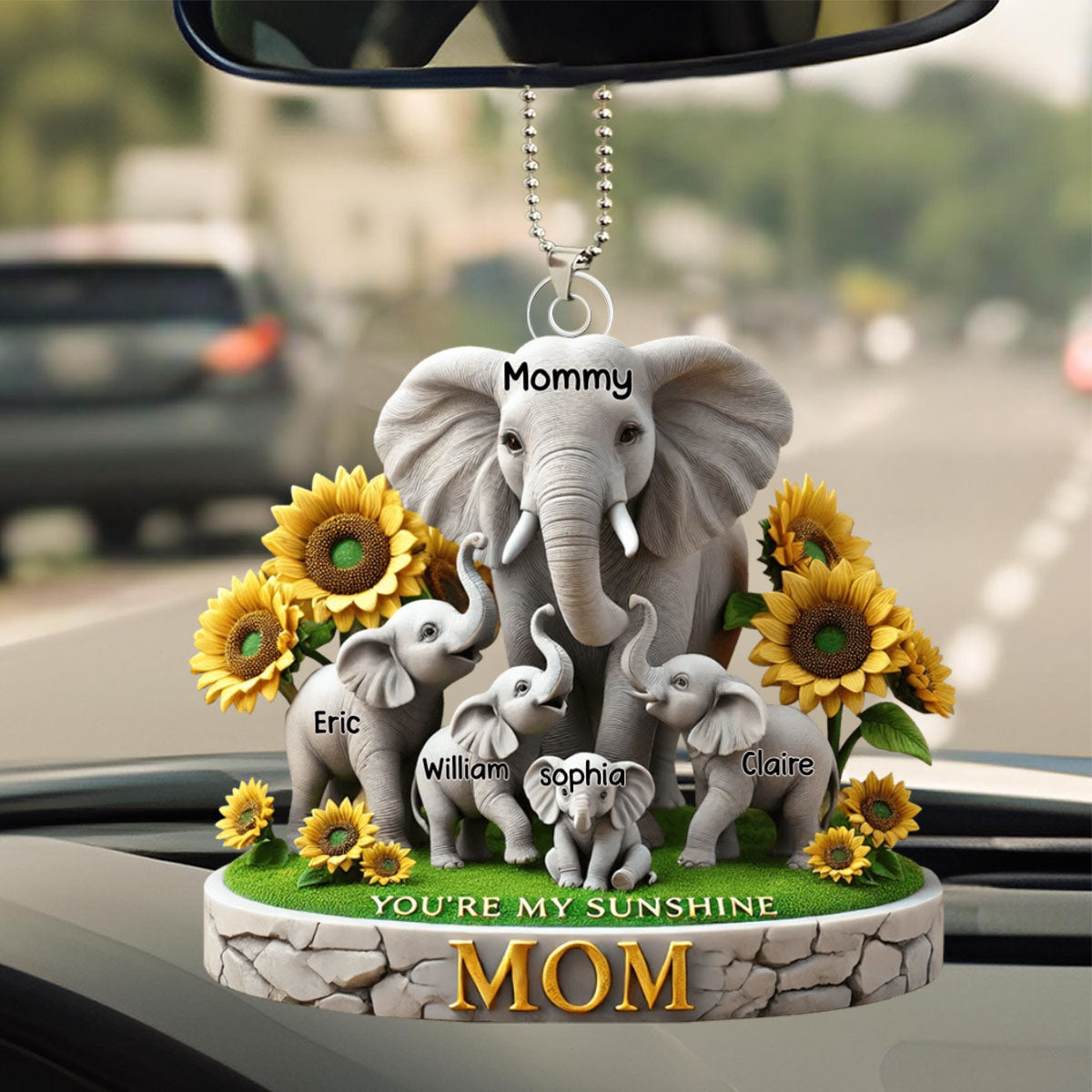 Personalized Elephant Acrylic Ornament - Custom Name For Mom