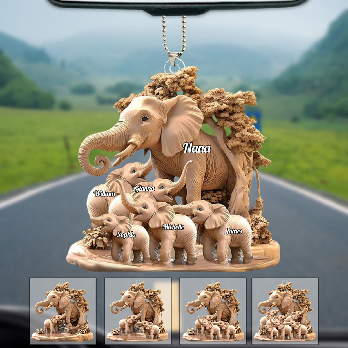 Gift For Mom, Grandma - Personalized Elephant Acrylic Ornament