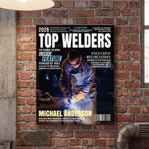Personalized Top Welder Magazine Canvas, Custom Welder Recognition Gift, Welding Professional Gift, Welder Appreciation Gift