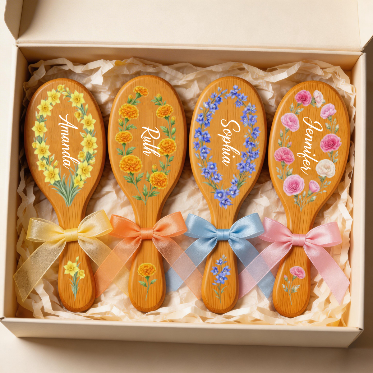 Custom Hair Brush - Personalized Best Friend Birthday Gifts For Women, Besties, Sisters, BFF - Besties Always Stick Together