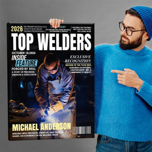 Personalized Top Welder Magazine Canvas, Custom Welder Recognition Gift, Welding Professional Gift, Welder Appreciation Gift