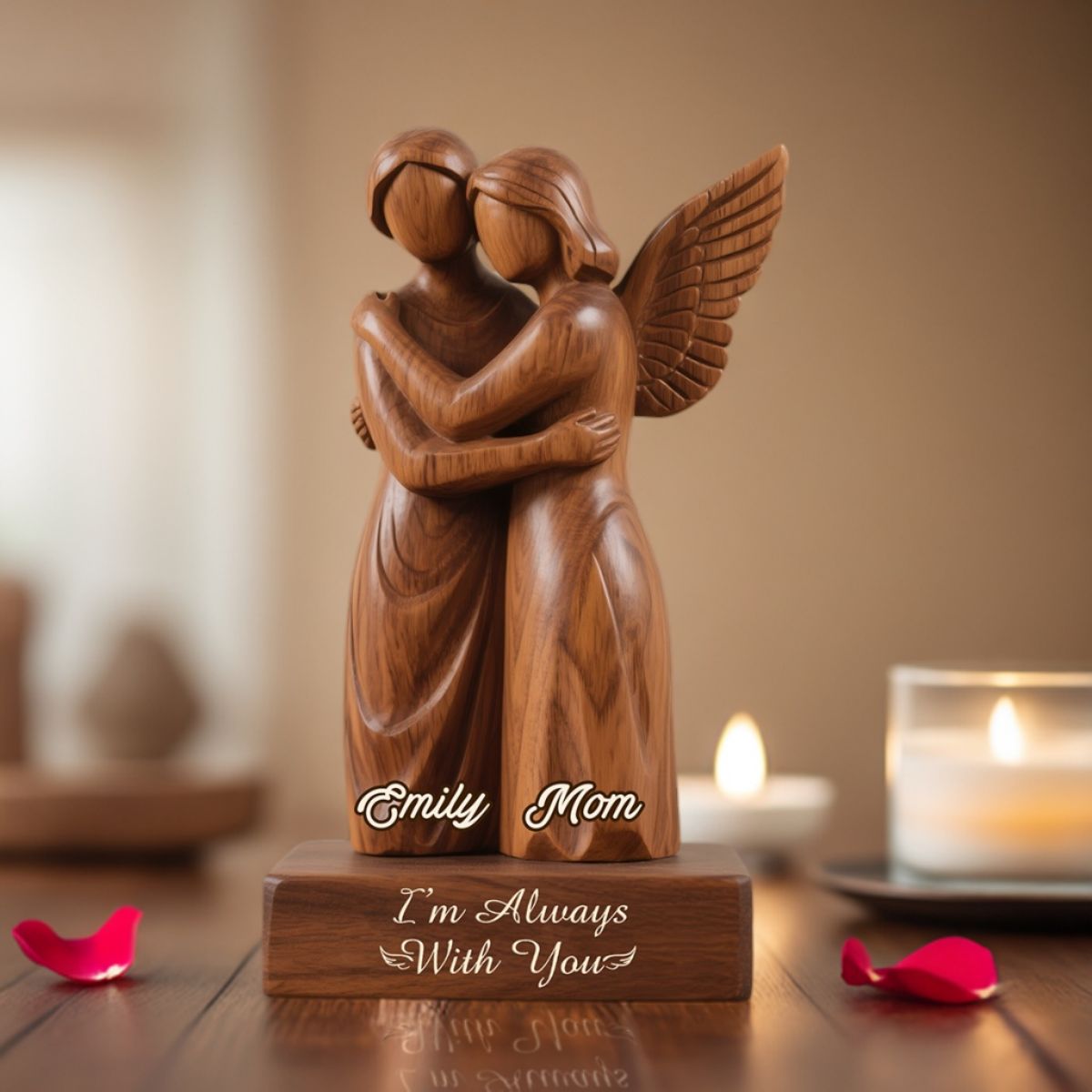 Personalized Memorial Heaven Angel Wings Hug Acrylic Plaque