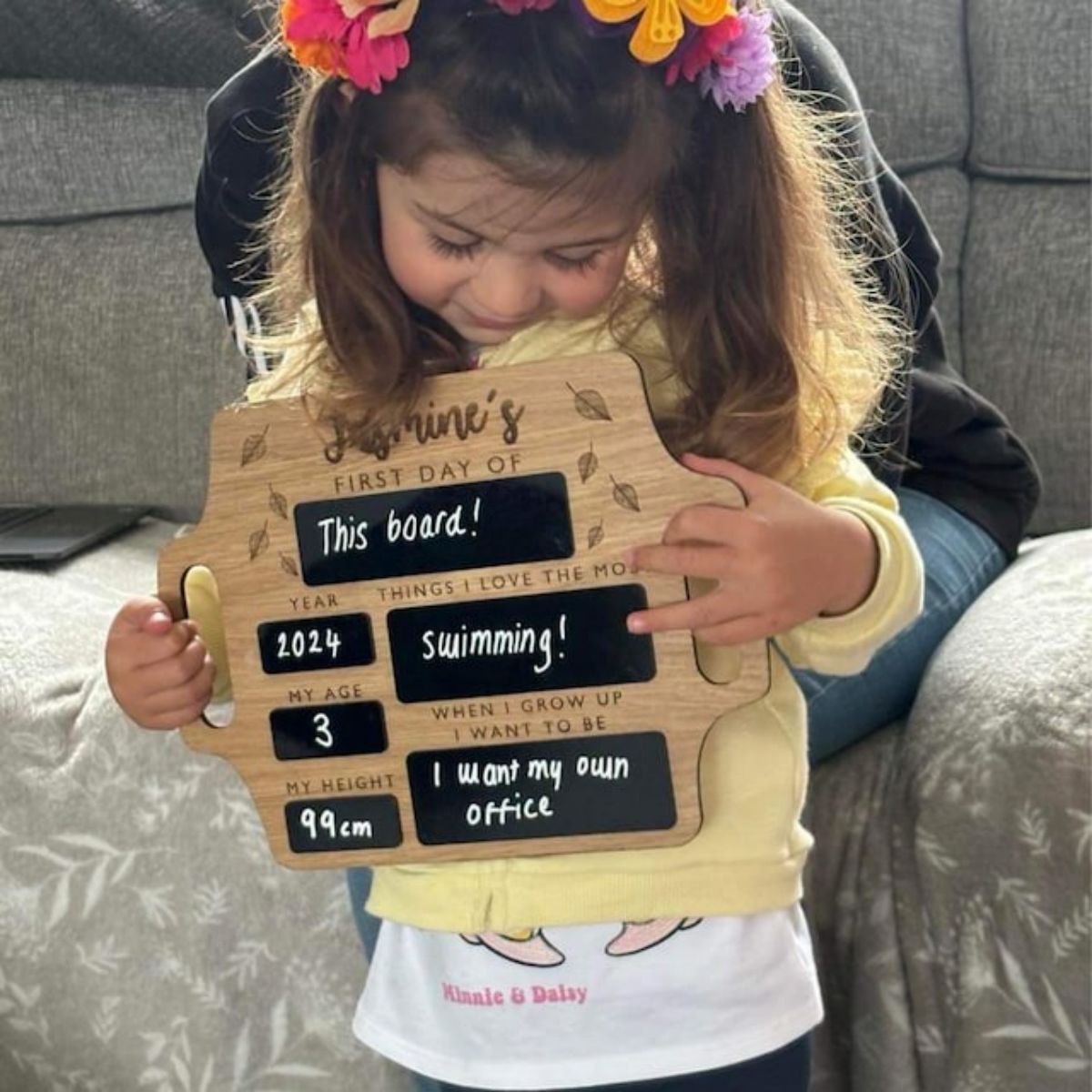 Personalized First Day of School Sign with handle -  Reusable Memory Photo Board | Back To School | Starting School Nursery Preschool