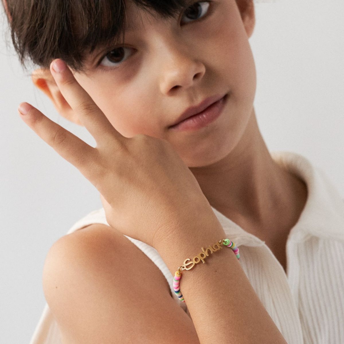 Personalized Kids Name Bracelet with Rainbow chain