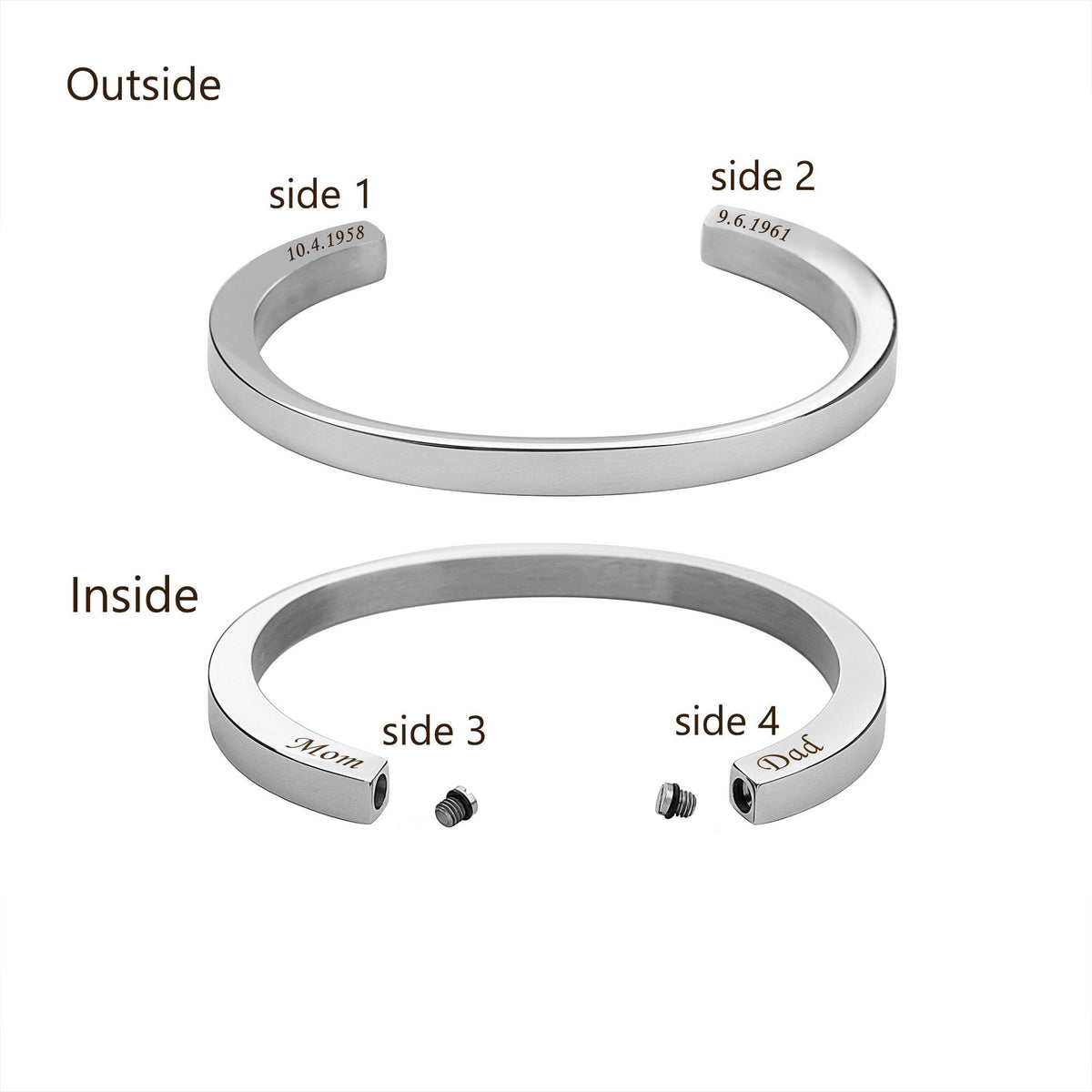 Personalized Double Chamber Memorial Ashes  Bracelet