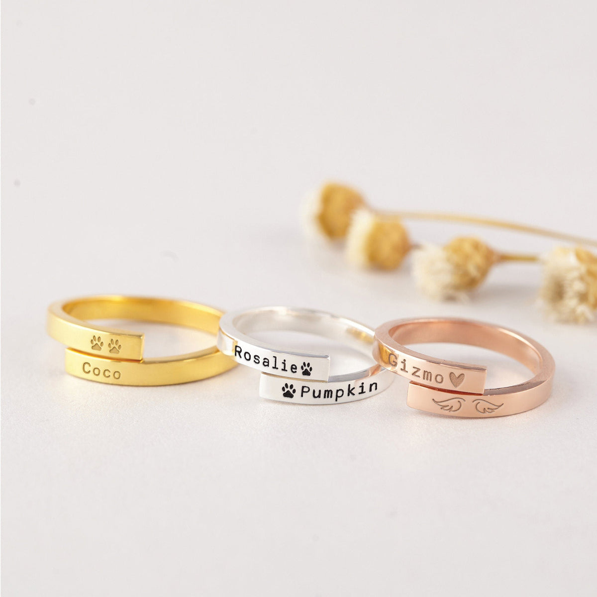 Personalized Pet Name Ring Loss of Pet Gift