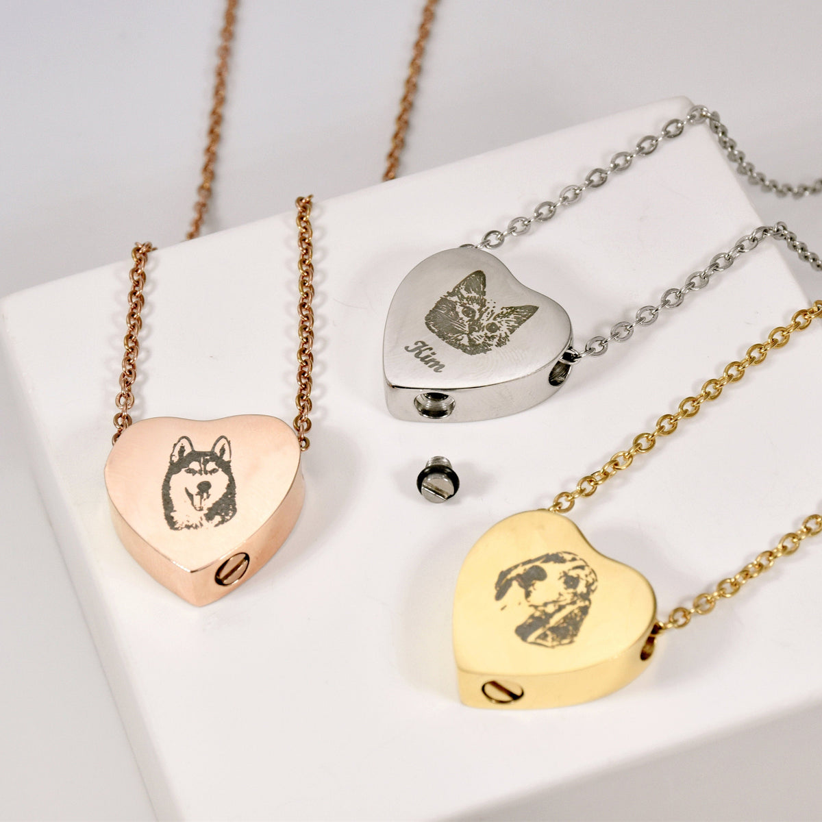 Heart Urn Pet Loss • Pet Urn Necklace Cremation Jewelry Personalized Memorial Gift For Pet Lovers