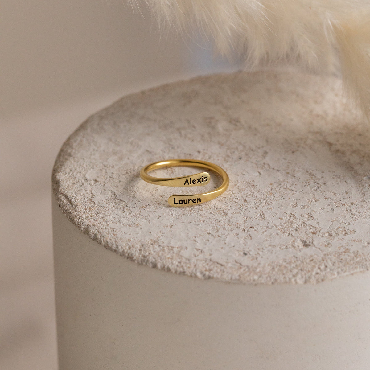 Personalized Minimalist Circular Border Open Ring Gift For Mother, Couple