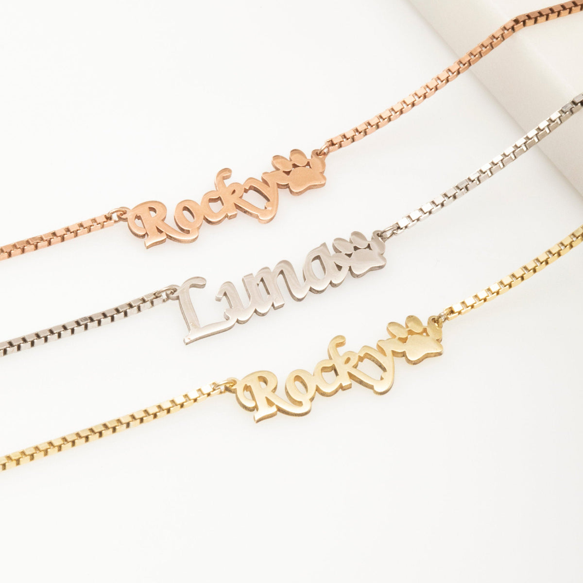 Personalized Pet Name with Paw Memorial Necklace