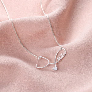 Personalized Nurse Stethoscope Necklace With Name - Ideal Graduation Gift For Medical Professionals