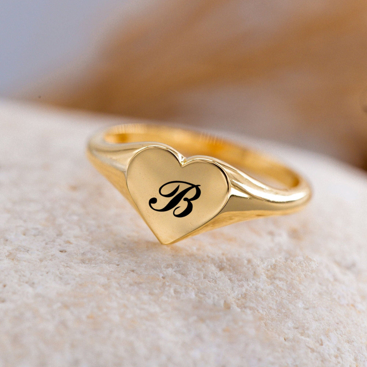 Heart-shaped Personalized Initial Ring