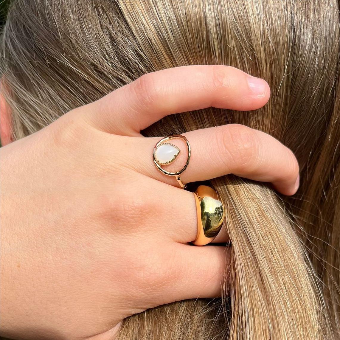 Natural Moonstone ring gold filled gem stone stacking dainty ring