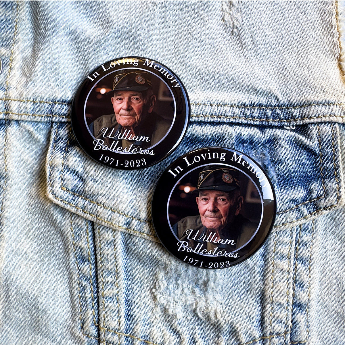 Personalized Memorial Photo Button Pin Gift for Loss of Loved One