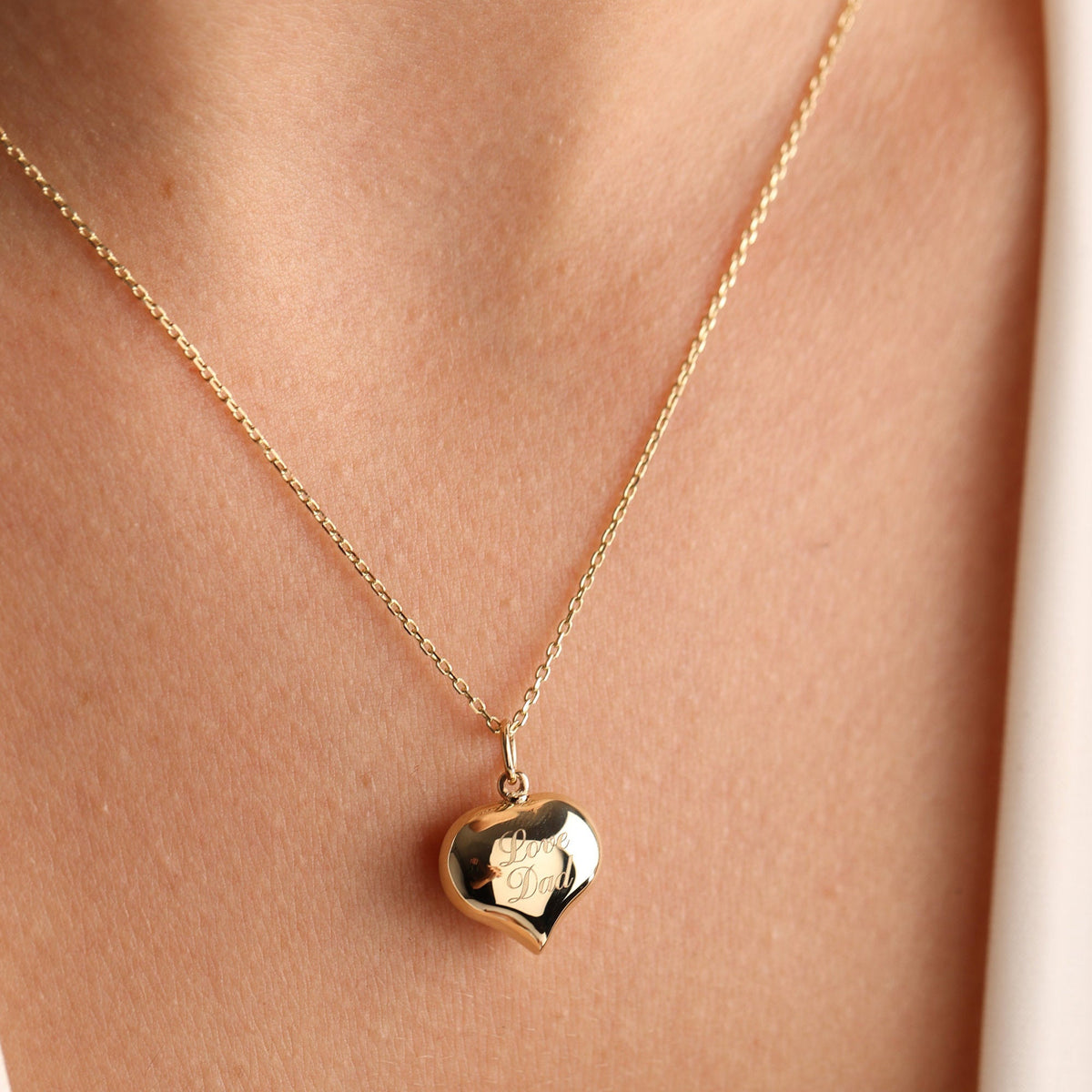 Personalized Gold Heart Cremation Charm Necklace For Pet Ashes