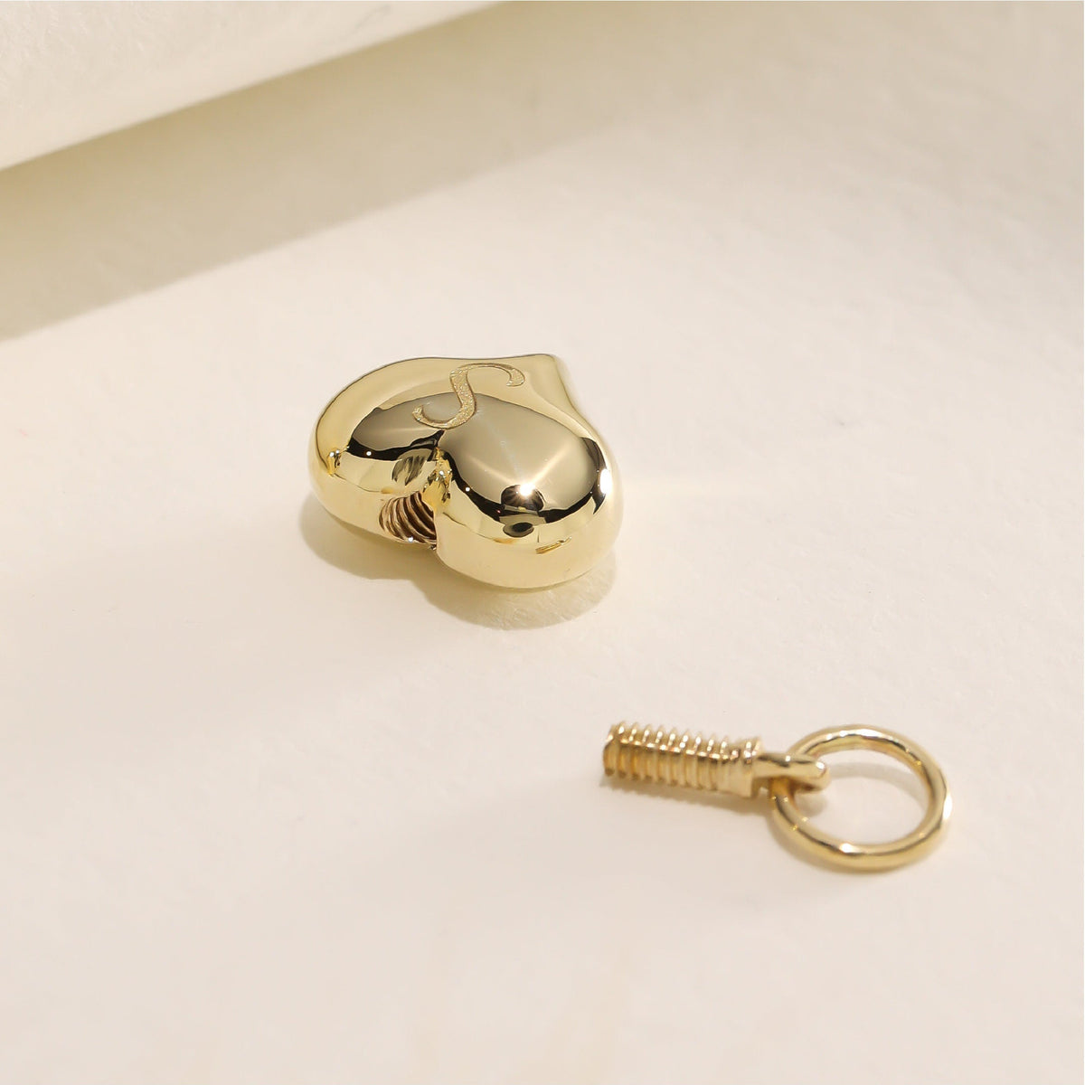 Personalized Gold Heart Cremation Charm Necklace For Pet Ashes